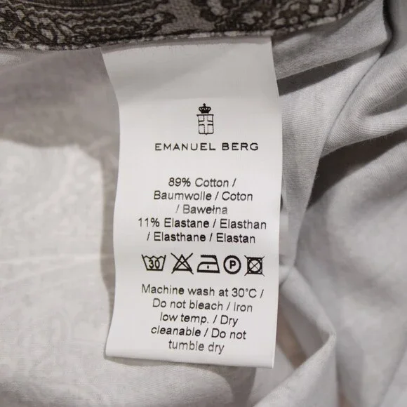 Emanuel Berg NWT Byron Casual Button Down Shirt Sz 42 16.5 L Taupe Brown Paisley
